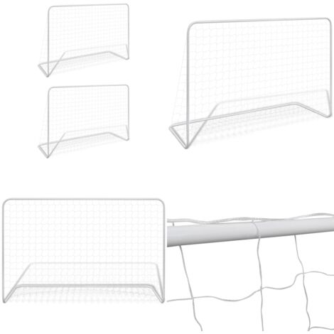 Buts de football 2 pcs avec filets 182x61x122 cm Acier Blanc - but de football -  buts de football - Home & Living