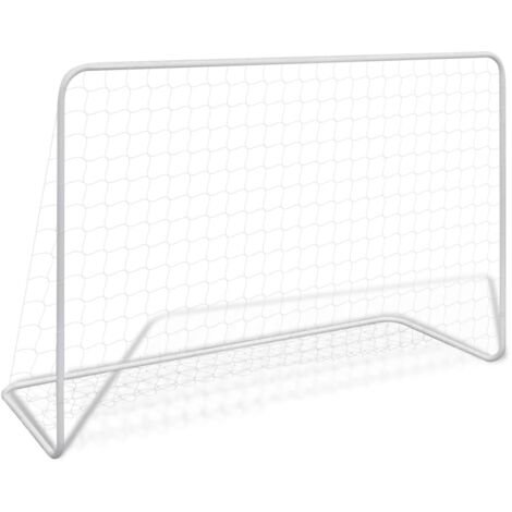 Buts de football 2 pcs avec filets 182x61x122 cm Acier Blanc - but de football -  buts de football - Home & Living
