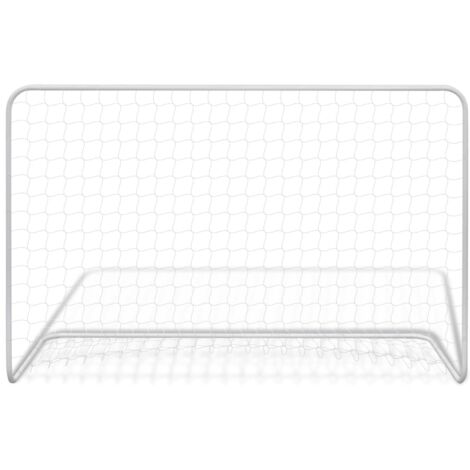 Buts de football 2 pcs avec filets 182x61x122 cm Acier Blanc - but de football -  buts de football - Home & Living