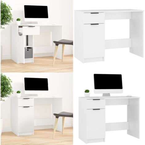 Bureau Blanc 100x50x75 cm Bois d'ingénierie - Bureau Blanc - Bureau Informatique - Meuble De Bureau - Bureau Moderne - Bureau Compact - Home & Living