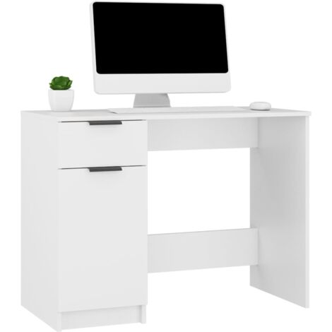 Bureau Blanc 100x50x75 cm Bois d'ingénierie - Bureau Blanc - Bureau Informatique - Meuble De Bureau - Bureau Moderne - Bureau Compact - Home & Living