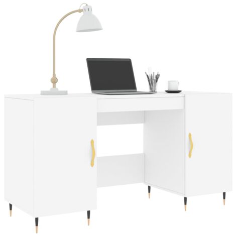 Bureau blanc 140x50x75 cm bois d'ingénierie - Bureau Blanc - Bureau Compact - Bureau Étudiant - Meuble De Bureau - Mobilier De Chambre - Home & Living