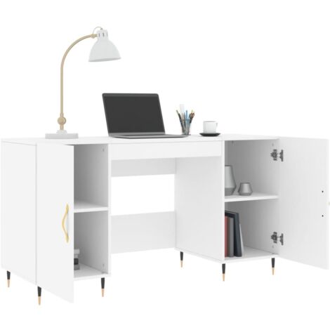 Bureau blanc 140x50x75 cm bois d'ingénierie - Bureau Blanc - Bureau Compact - Bureau Étudiant - Meuble De Bureau - Mobilier De Chambre - Home & Living