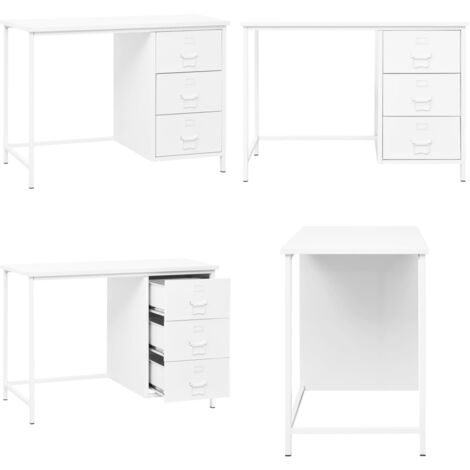 Bureau CAMPO en bois massif L 105 cm avec 4 tiroirs - Blanc acheter en ligne