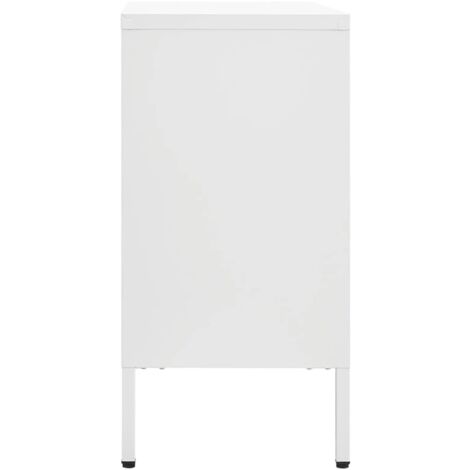Buffet Blanc 105x35x70 cm Acier et verre trempé - Buffet Blanc - Meuble De Rangement - Buffet Moderne - Buffet Industriel - Buffet Cuisine - Home & Living
