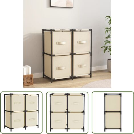 Armoire De Rangement 4 Paniers Tissu Gris - 63x30x71 Cm - Structure Acier