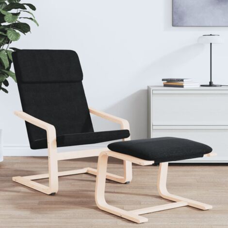 Repose-Pieds Tabouret Avec Coussin – Cadre Bois Bouleau Massif, Tissu Crème – Meuble Salon Chambre Moderne