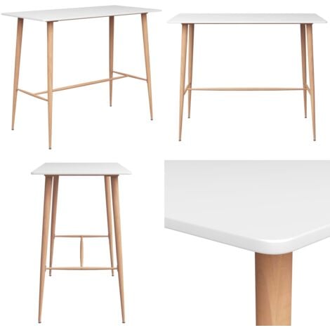 Table de bar Blanc 120x60x105 cm - Table De Bar - Table Haute - Table Bistrot - Meuble Design - Table Blanche - Home & Living
