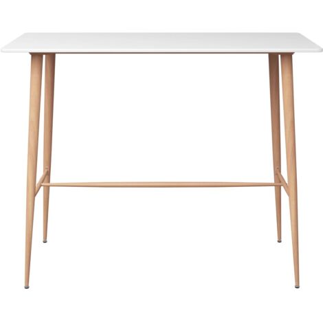 Table de bar Blanc 120x60x105 cm - Table De Bar - Table Haute - Table Bistrot - Meuble Design - Table Blanche - Home & Living