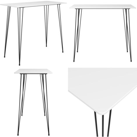 Table de bar Blanc 120x60x105 cm - Table De Bar - Table Haute - Table Bistrot - Meuble Design - Table Blanche - Home & Living