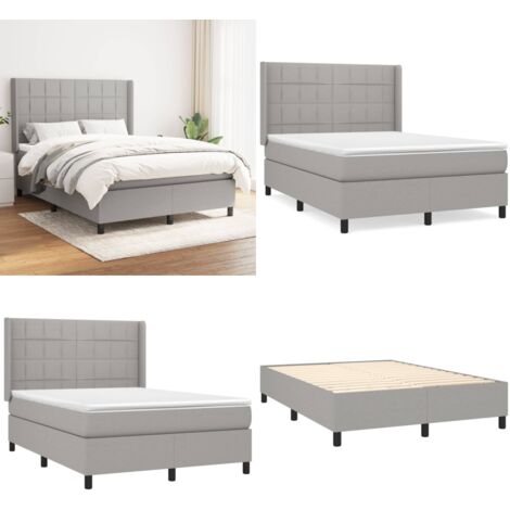 ZHU Lit à sommier tapissier avec matelas Gris foncé 160x200cm Tissu AB3128454 Excellent
