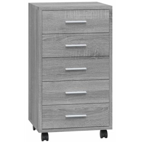 Commode à 5 Tiroirs Tidyard En Bois D'ingénierie – Dimensions 60x36x103 Cm, Couleur Gris Béton | Rangement Pratique Pour Chambre, Salon, Entrée