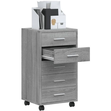 Meuble De Rangement Mobile Avec Roulettes - 33x38x60 Cm - Chêne Sonoma - Pour Salon, Bureau Ou Imprimante