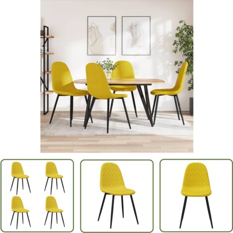 Chaises à manger lot de 6 Jaune moutarde Velours Chaises à manger lot de 6 Jaune moutarde Velours