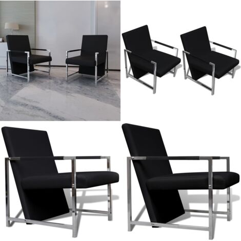 Deux. Fauteuils de salon cuir et bois - Ameublement