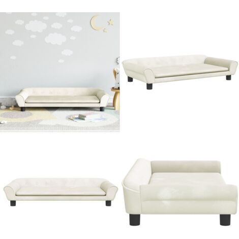Chaise Longue Rembourrée Velours Crème 2 Places - 141x55.5 Cm - Structure Bois, Mousse HR - VidaXL - 6