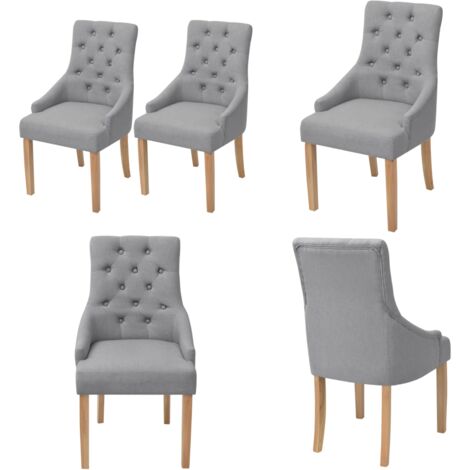 Chaises De Salle à Manger Tissu Gris Clair – Lot De 2 – Neuves
