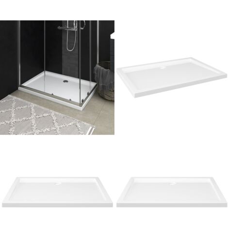 Receveur De Douche Rectangulaire Noir ABS 80x110 Cm, Renfort Fibre De Verre (neuf)