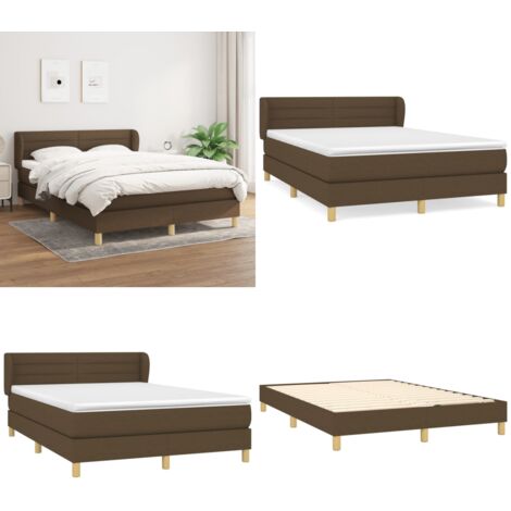 Lit Simple | Lit Adulte | Lit à Sommier Tapissier Avec Matelas Marron Fonce 90x190 Cm Cfw692418 90677194