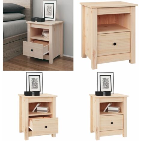 Table De Chevet En Pin Massif – 40x35x49 Cm – Bois Naturel