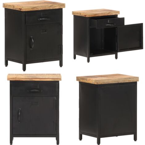 Table de chevet 40x30x52 cm Bois de manguier brut - Table De Chevet - Table Nuit - Mobilier Chambre - Design Industriel - Bois De Manguier - Home & Living (1/5)