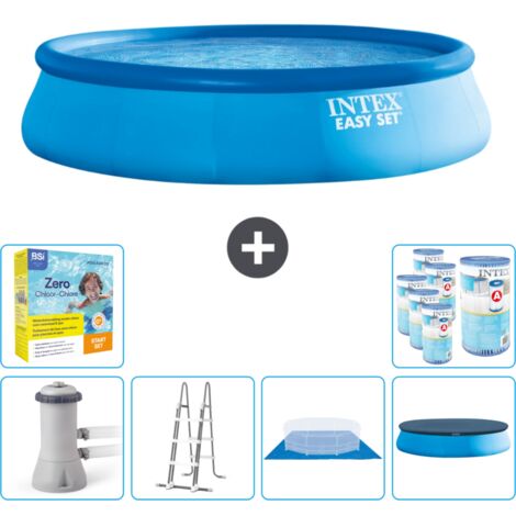 Piscine Gonflable Ronde Intex Easy Set - 457 x 107 cm - Bleue - Comprend des Accessoires CB47 (1/3)