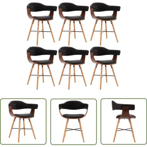 Lot de 6 Chaises de salle à manger Ina similicuir avec pieds en Bois