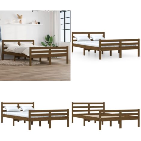RUIDA Cadre De Lit Marron Miel Bois De Pin Massif 140x190 Cm A3104266 En Stock - Maison