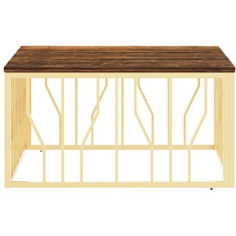 Cendrier Extérieur En Bois Avec Doublure Acier Inox Amovible - Couvercle Coupe-Vent - Design Doré