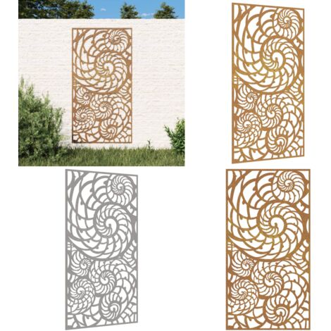 Décoration murale de jardin 105x55 cm acier corten design coque ...