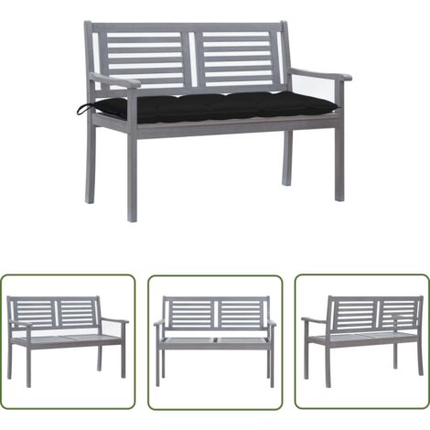 Banc De Jardin 2 Places En Acier, Design à Lattes Avec Dossier Et Accoudoirs Meuble Exterieur Resistant 240 Kg 121x64x84 Cm Noir 97194652