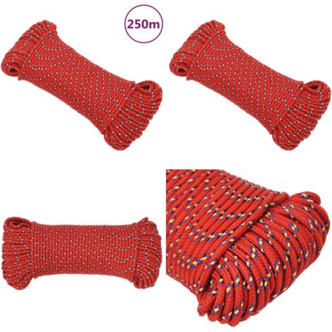 VIDAXL Corde de bateau Rouge 8 mm 25 m Polypropylene pas cher