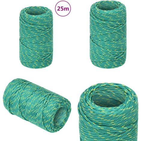 Corde Bateau Polypropylène Vert – 6 Mm X 25 M, Résistance 240 Kg, Pour Amarrage, Camping Et Pêche