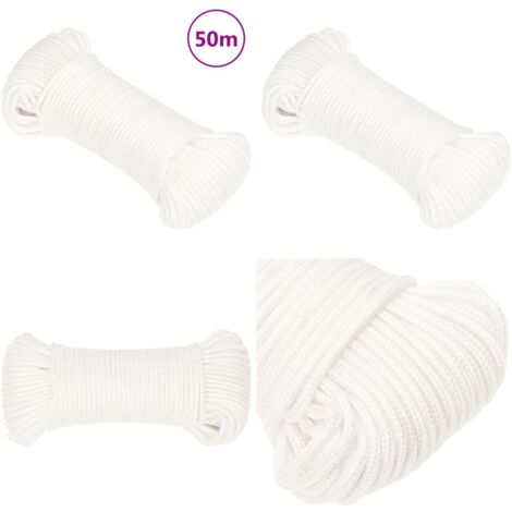 Corde DQ- PP POLYPROPYLÈNE, 3 Mm, 100 M, BLANC, Capacité De Charge Jusqu A 123 Kg Corde Tressee Corde Textile Corde Corde Corde En Plastique Tressee