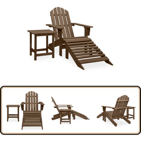 Chaise Adirondack Avec Pouf Jaune VidaXL - Bois Sapin Massif, Mobilier Jardin Extérieur Confortable
