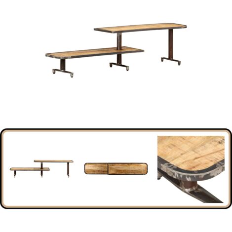 Meuble TV 160x30x40 cm Bois de manguier massif - Meubles Tv - Meuble Tv Industriel - Meuble Tv Bois - Rangement Tv - Console Tv (1/5)