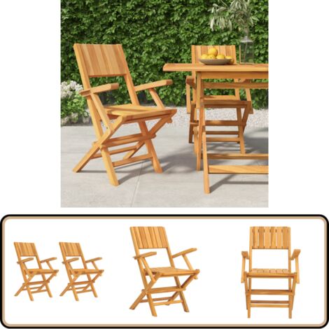 Chaises de jardin pliantes lot de 2 55x61x90cm bois massif teck ...