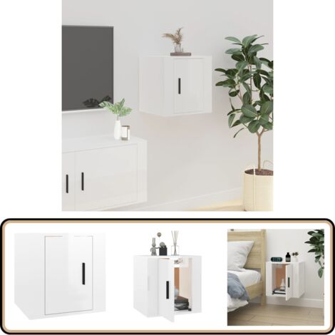 Meuble tv de qualité mural blanc brillant 40x34,5x40 cm