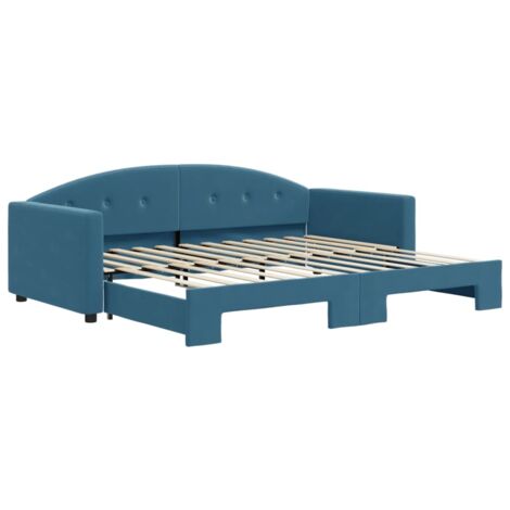 Canapé Lit 2 Places Convertible Avec Lit Gigogne - 90x200 Cm, Velours, Sommier Lattes, Capacité 300 Kg