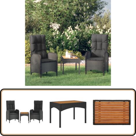 Salon De Jardin 3 Pièces Demi-Rond En Résine Tressée - Marque VidaXL - Neuf