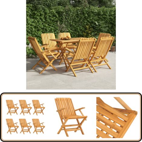 Chaises de jardin pliantes lot de 6 61x67x90cm bois massif teck ...