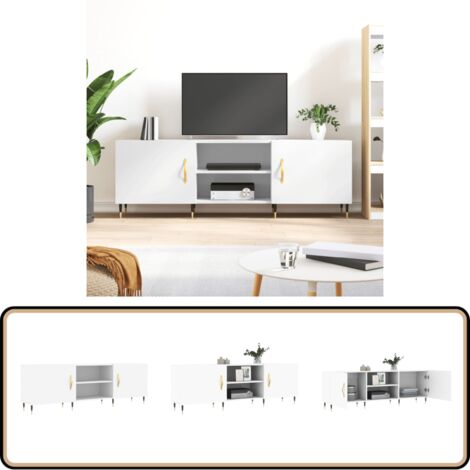 Meuble TV blanc 150x30x50 cm bois d'ingénierie - Meuble Tv - Meuble Multimedia - Rangement Tv - Console Tv - Salon (1/5)