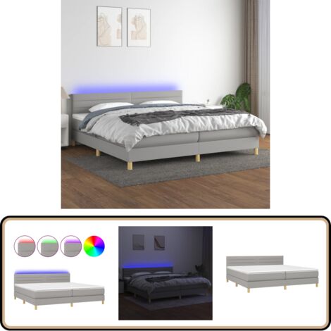 Sommier Tapissier Gris Clair 80x200 Cm - Avec Pieds - Lattes En Contreplaqué - Tissu Polyester