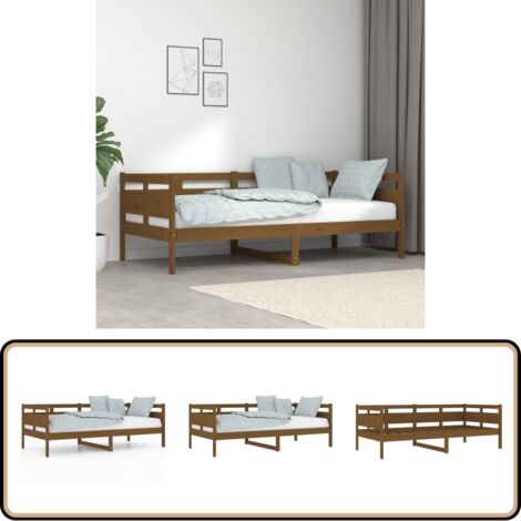 Lit De Jour En Pin Massif, Couleur Miel - 90x190 Cm (Simple) - Neuf Sous Emballage