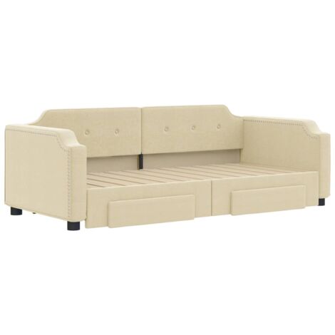 Lit De Jour Canapé-lit Avec Rangement, Ports USB/C Et Porte-gobelets - 90x200 Cm (sans Matelas) - Beige Ou Gris - Accoudoirs Interchangeables