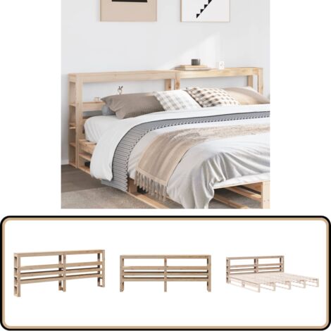 Tête De Lit Avec Étages En Pin Massif Blanc 90 Cm - Rangement Intégré, Sur Pied - 12