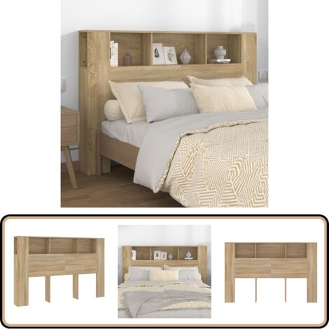 vidaXL Armoire de tête de lit Chêne fumé 200x18,5x104,5 cm pas cher