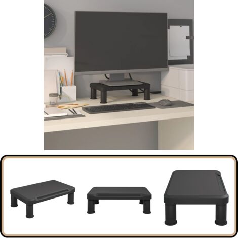 Support de moniteur Noir 38x24x10,5 cm - Support De Moniteur - Meuble Tv - Rehausseur D'écran - Ergonomie - Rangement Bureau (1/5)