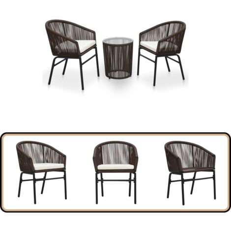Ensemble de bistrot de jardin 5 pièces en rotin synthétique et verre trempé marron | Leroy Merlin