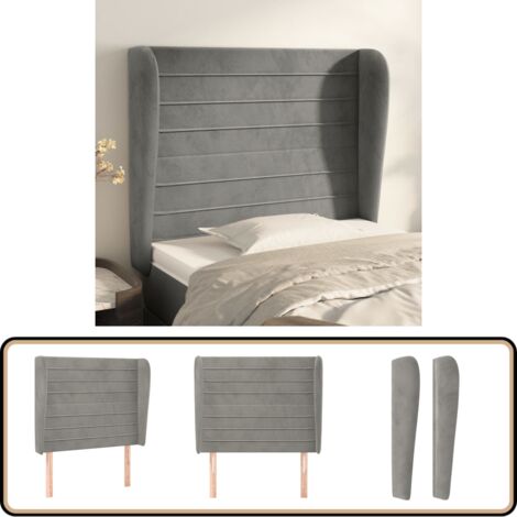 Gecheer Tête de Lit avec Oreilles Gris Clair 103x23x78/88 cm Velours Murale Tête de Lit pour Chambre à Coucher ou Chambre d'amis Type-B